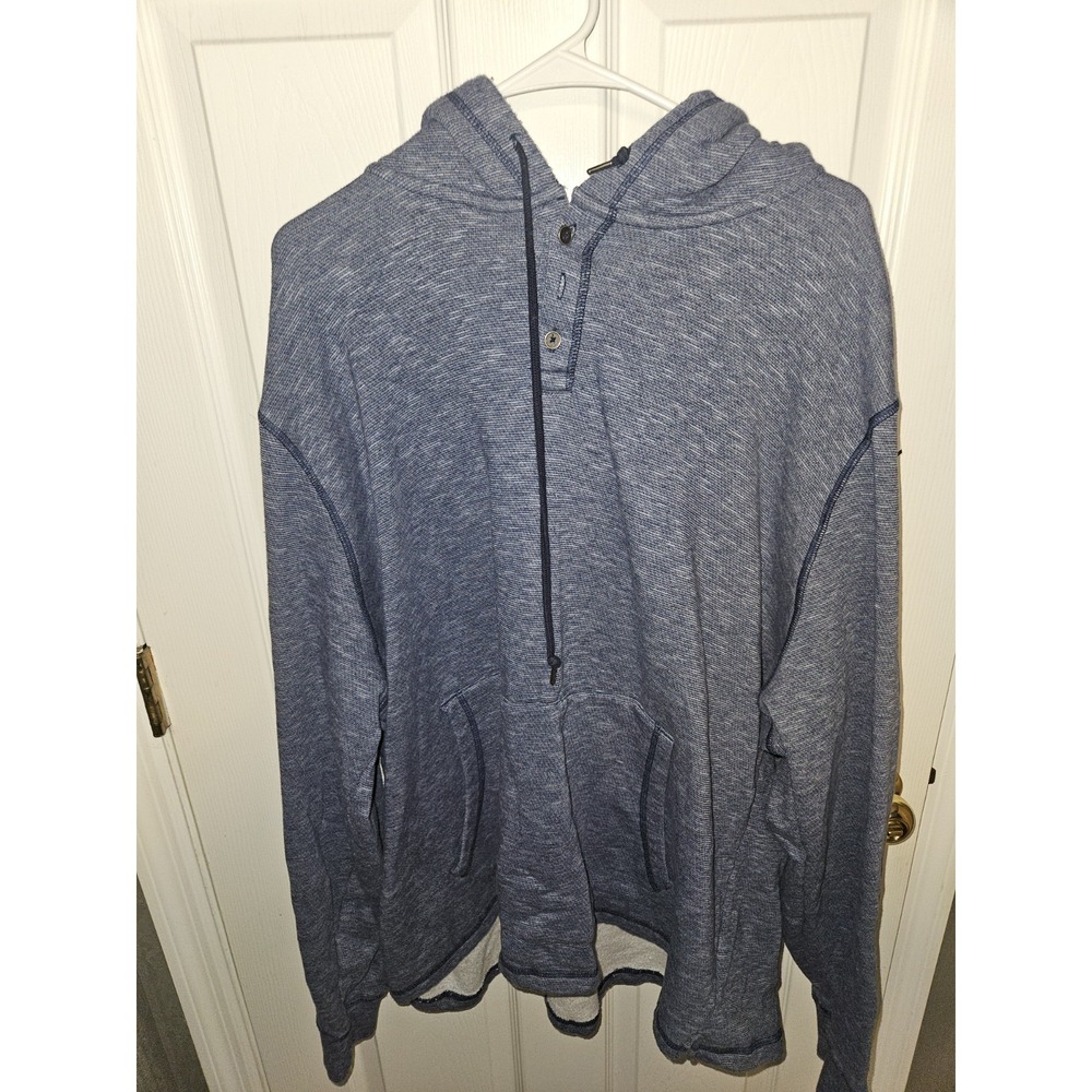 Flag & Anthem Dry Goods Supply Blue Gray Henley Hoodie Men's XXXL Long Sleeve